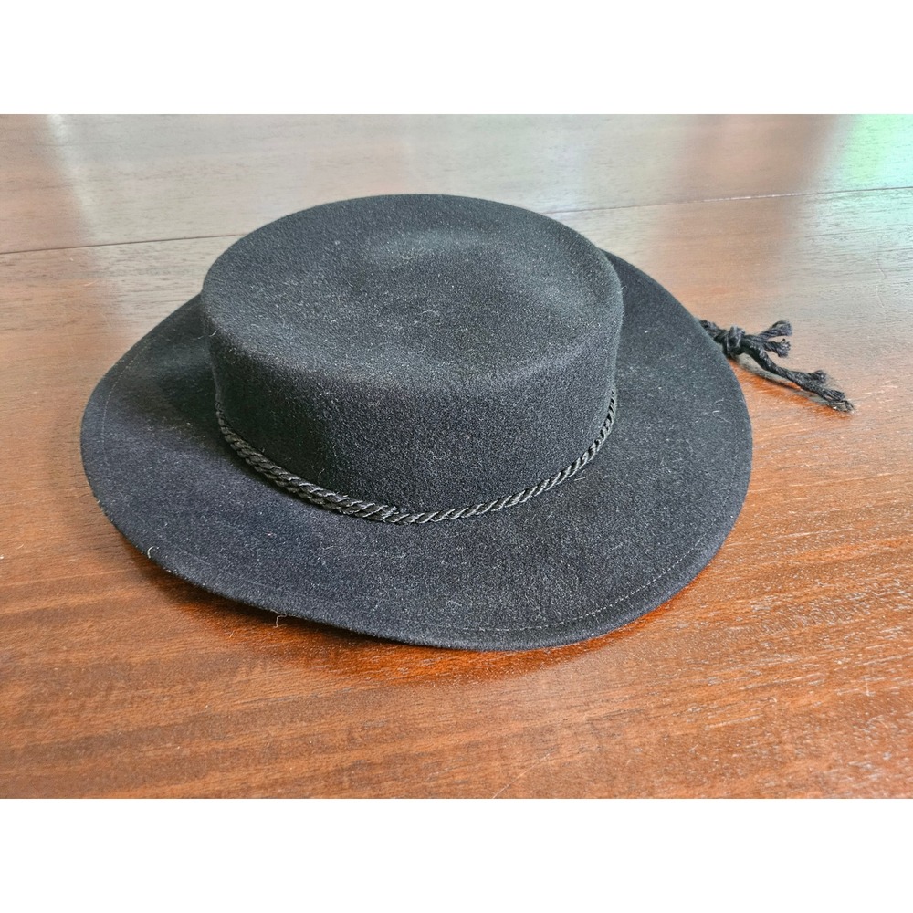 Doeskin Felt Bolero Hat Womens OS Black 100% Wool Vintage Made in USA Gaucho